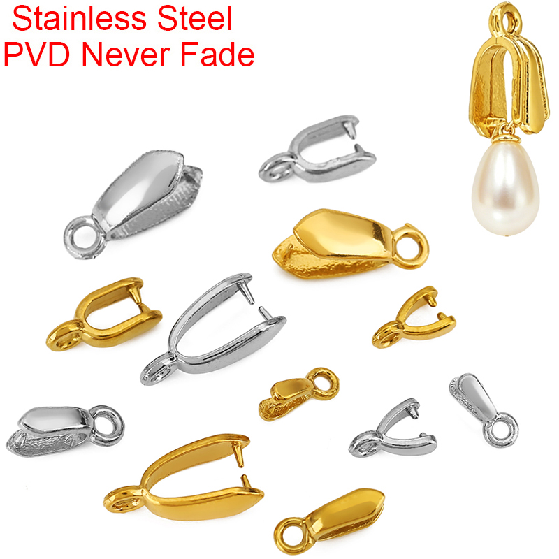 Jewelry Making Necklaces - 5pcs Stainless Steel Pendants Connectors Pinch