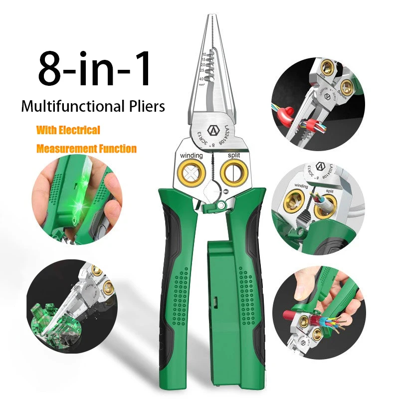 Jewelry Making Needle Nose Pliers - Multifunctional Wire Stripper Electrician's Pliers 8-in-1