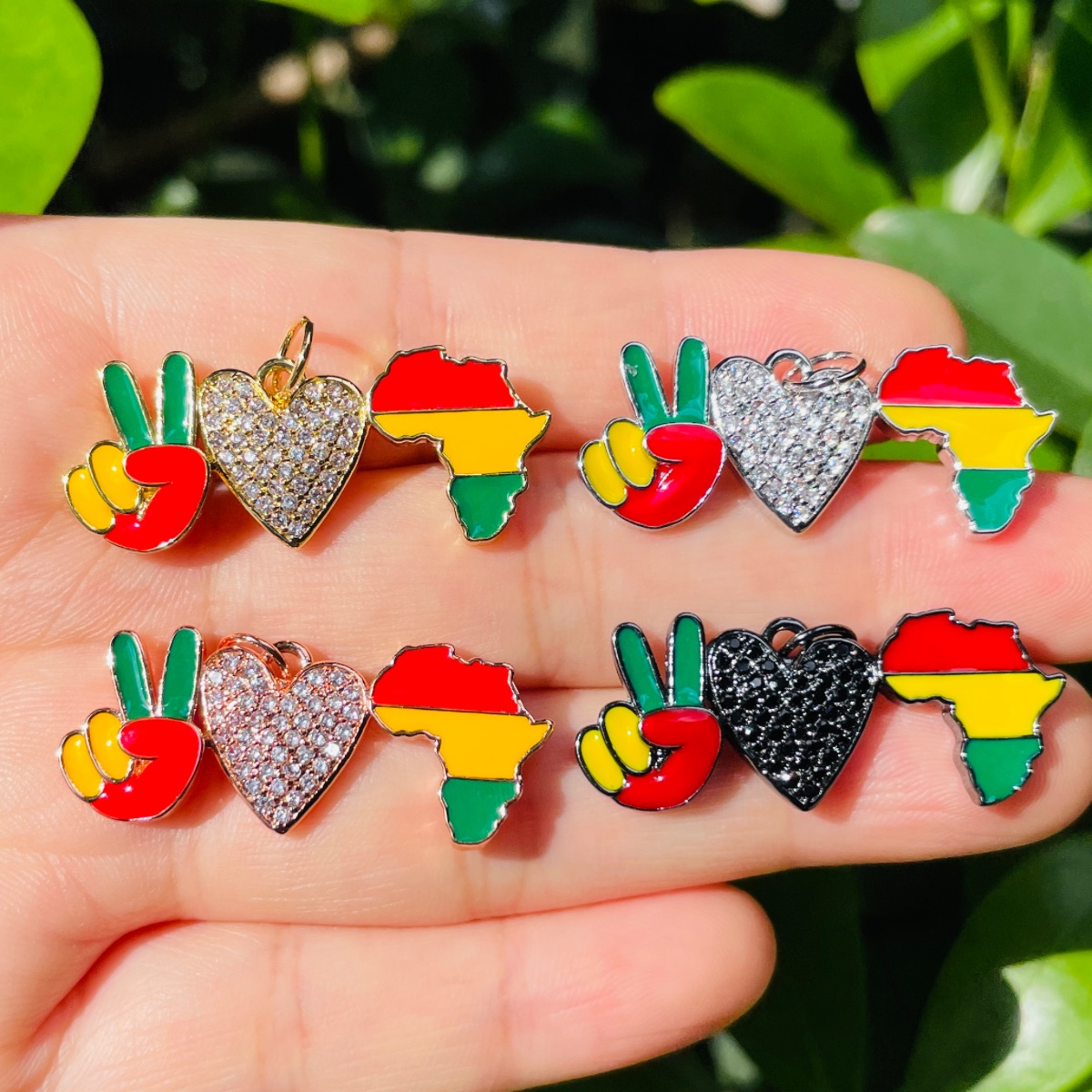 Jewelry Making History - 5pcs Zirconia Pave Enamel Peace Love