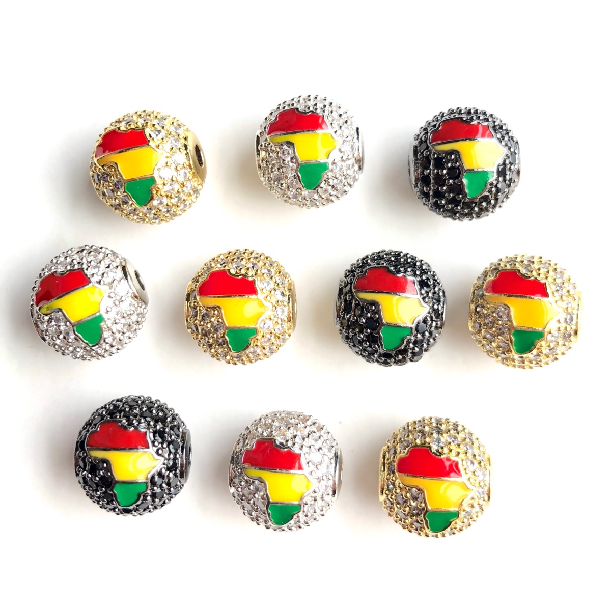 Jewelry Making History - 6pcs 12mm Red Yellow Green Enemal