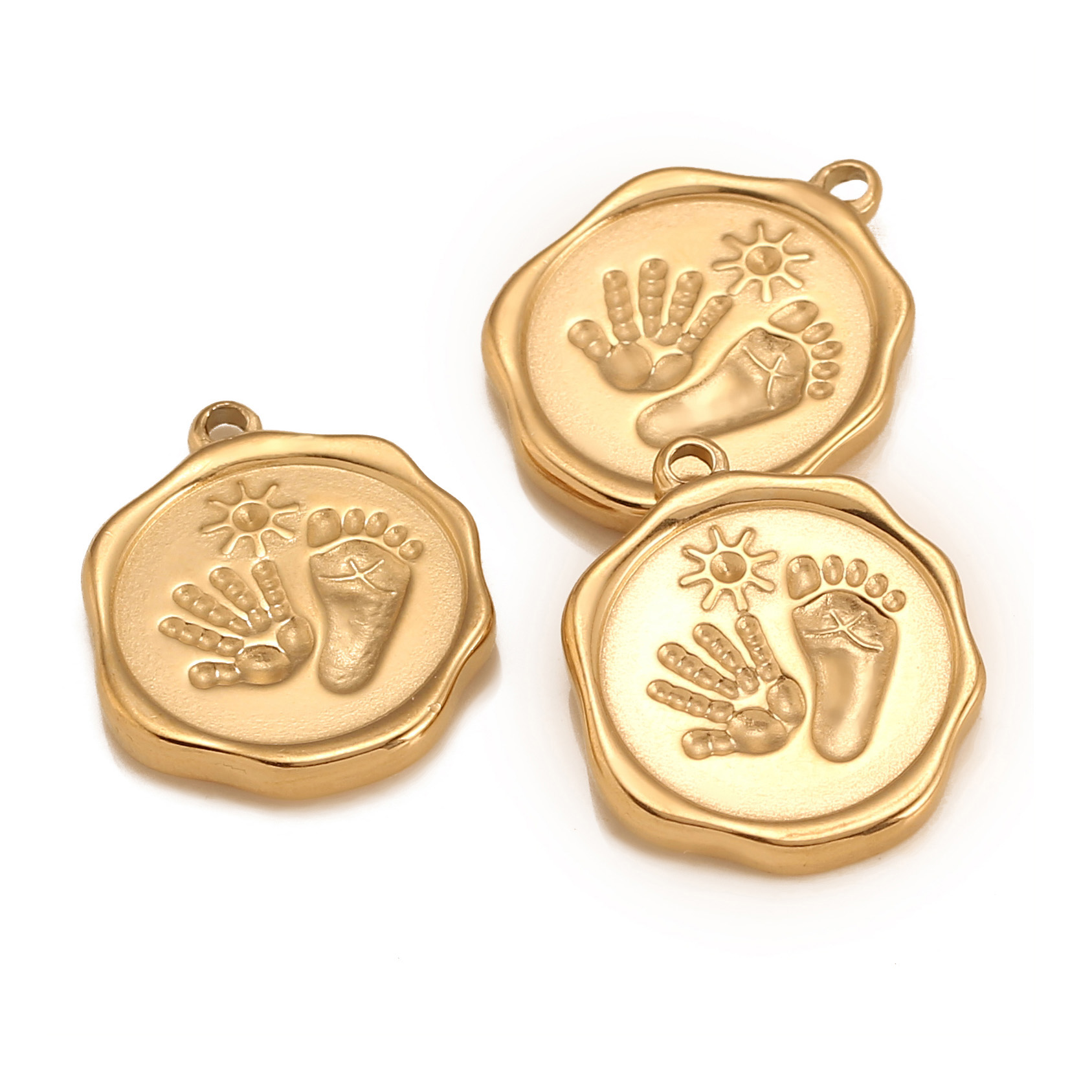 Jewelry Making 3 Year Old - 3PC Stainless Steel Cute Baby Footprint