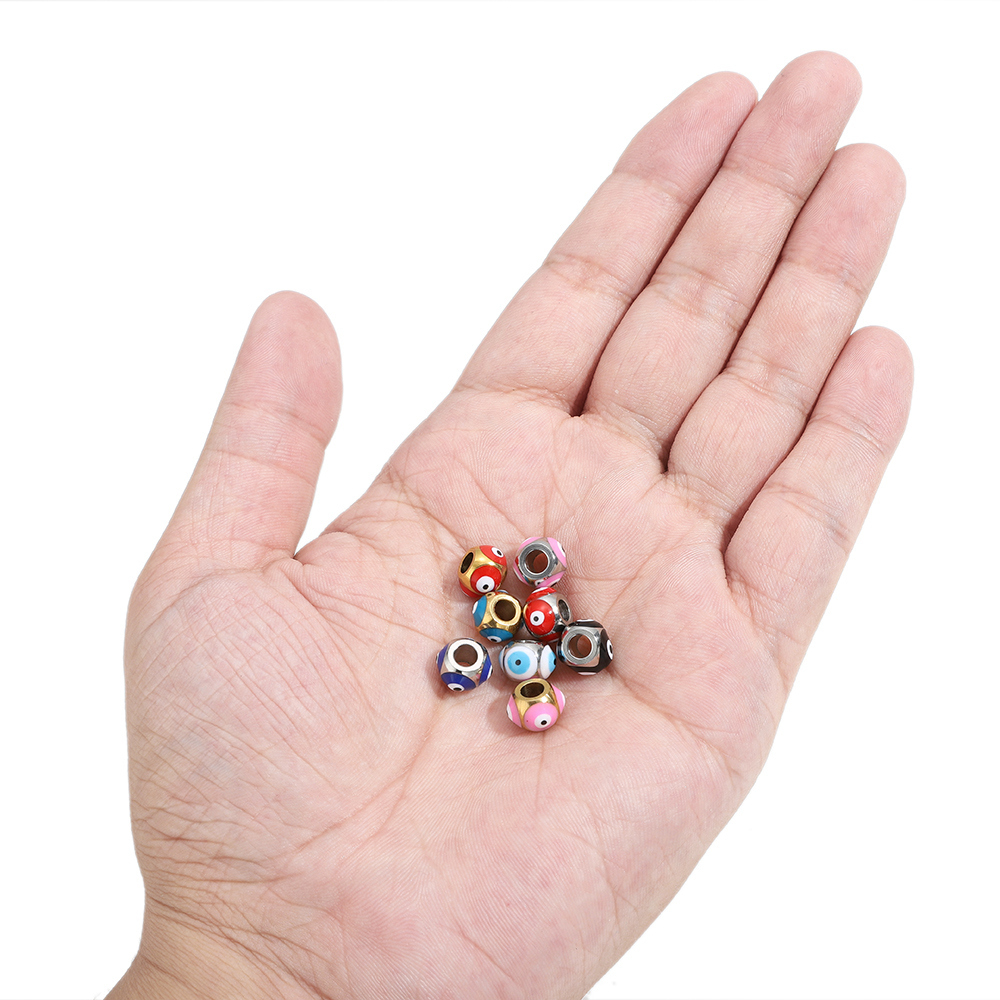 Jewelry Making Supplies Wholesale - 10pcs Stainless Steel 6mm Enamel Eye