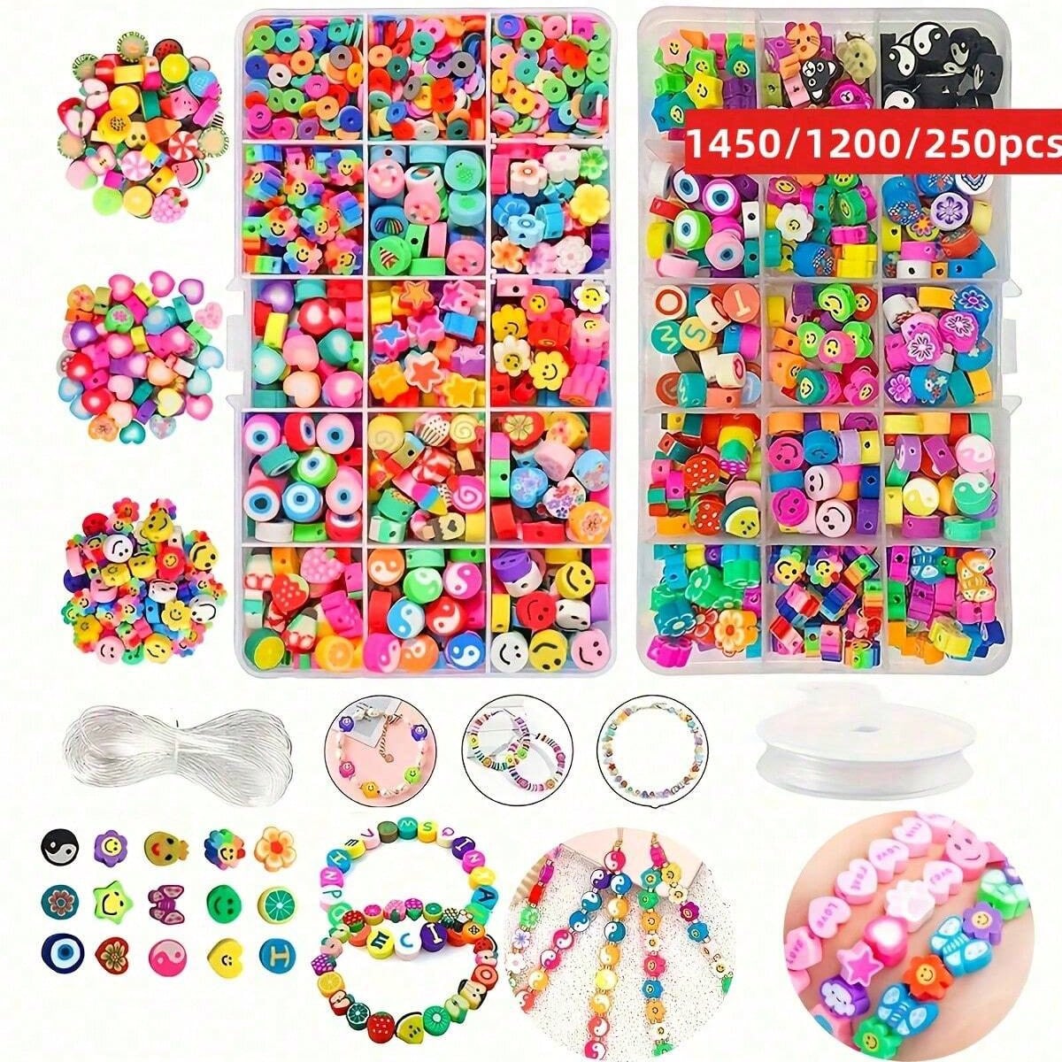 Jewelry Making Basics - 1450/1200/250pcs Polymer Clay Beads Set, Box,