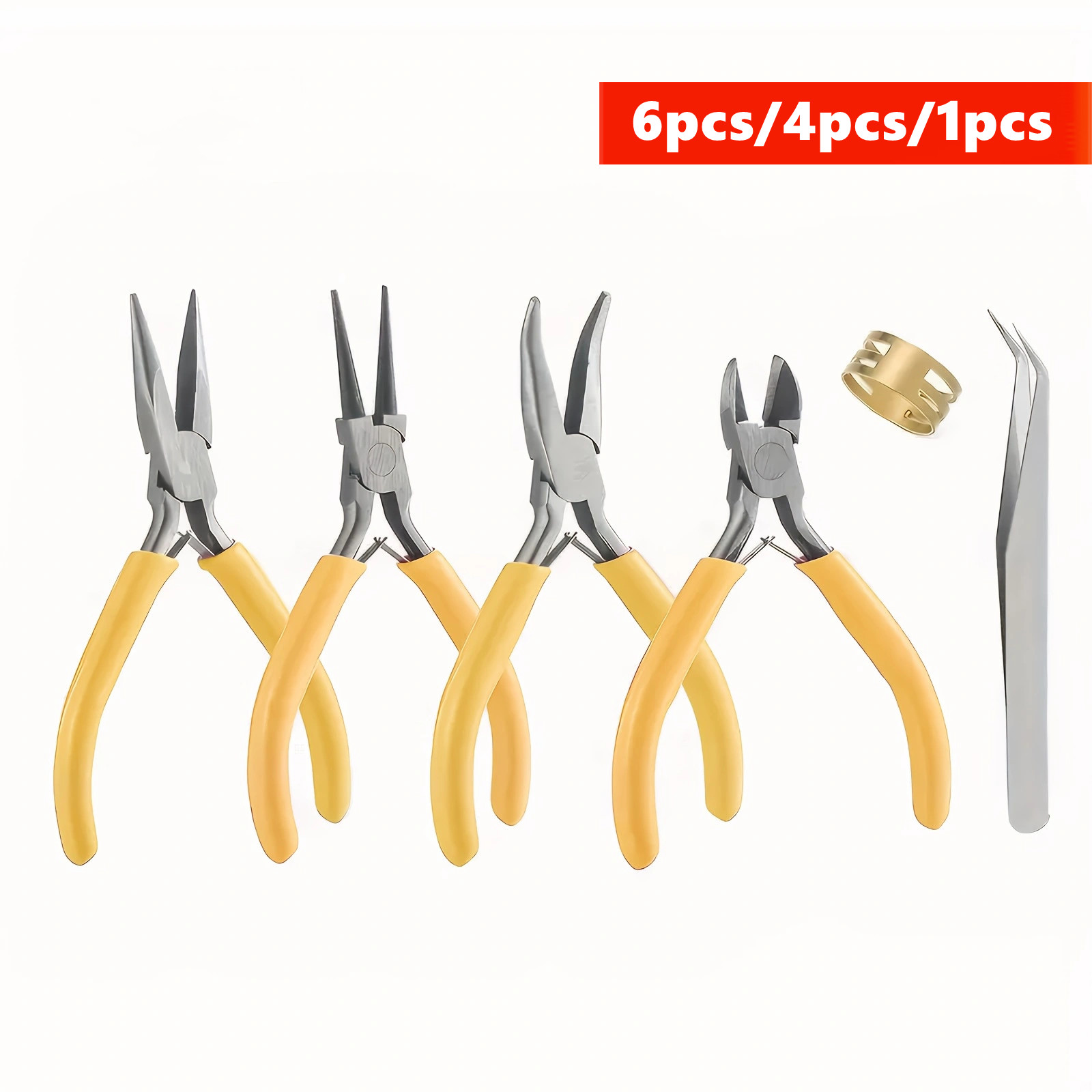 Jewelry Making Needle Nose Pliers - 6/4/1pcs Yellow Jewelry Making Pliers Set
