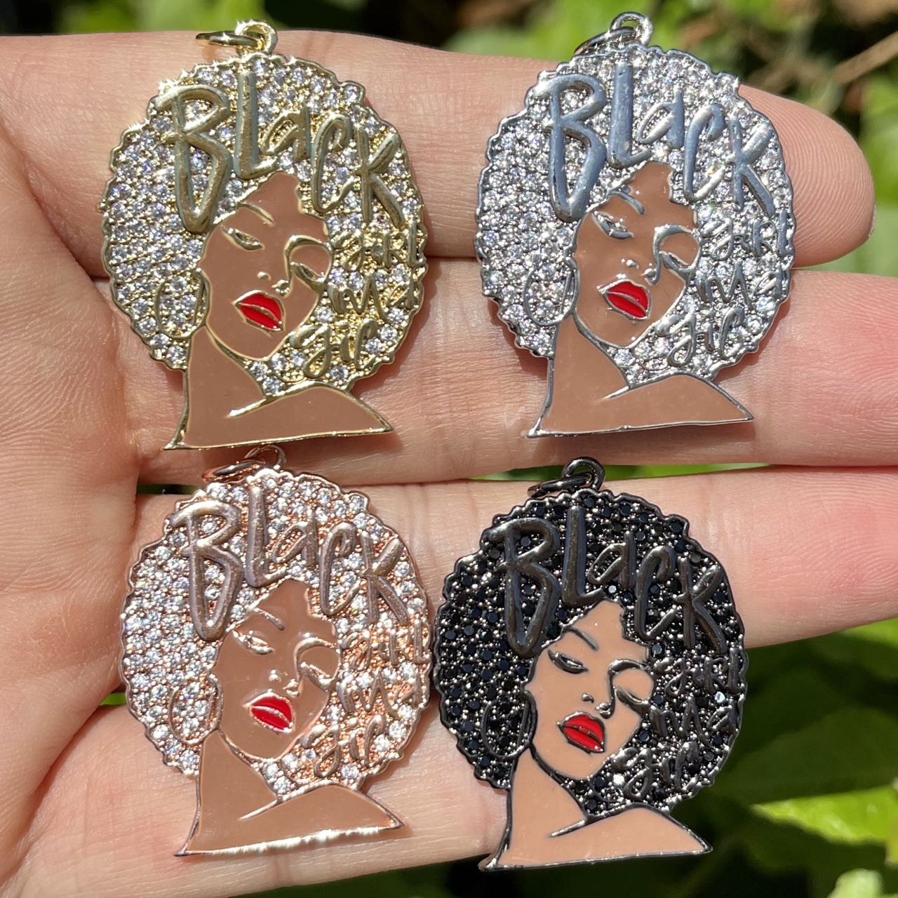 Jewelry Making History - 5Pcs Zirconia Paved Black Girl Magic