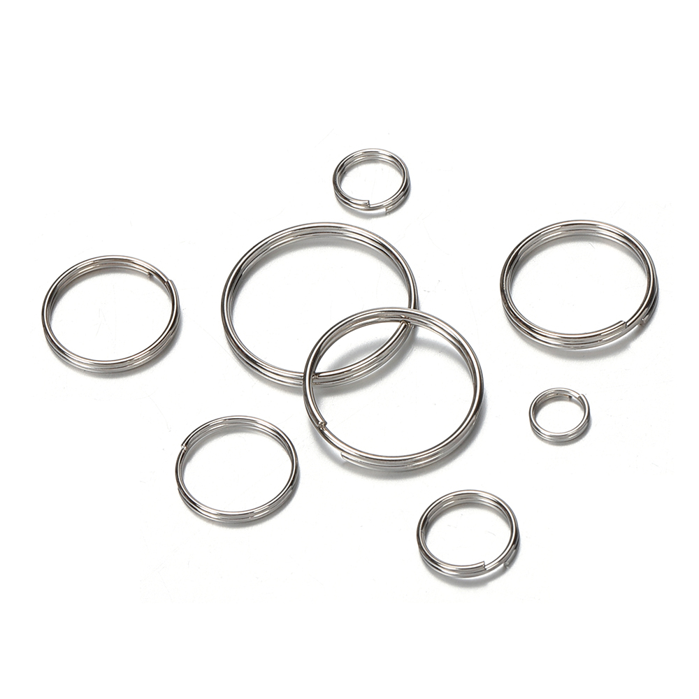 Jewelry Making Looper Tool - 50pcs 6/8/10/12/14/16/18/20mm Metal Double-Ring Keychain Connectors