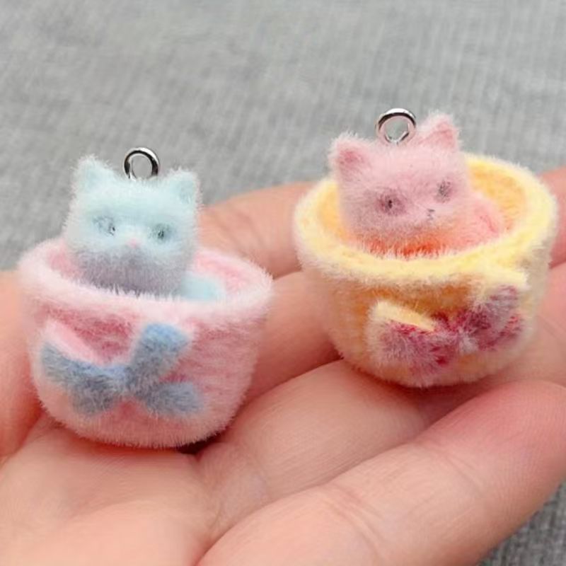 4pcs 3D plush resin cat pendan - Jewelry Making Earrings review and price