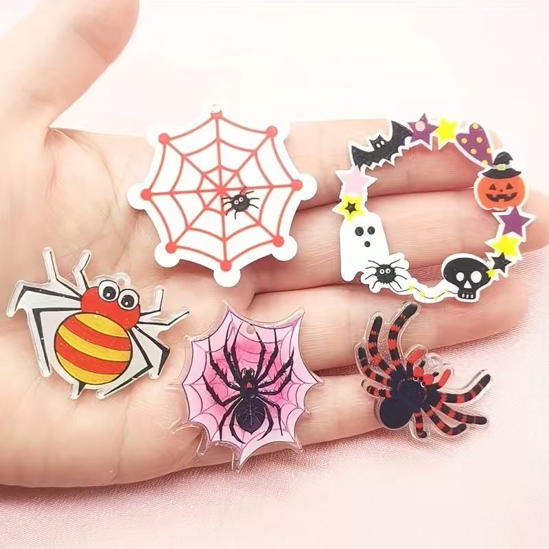 10pcs acrylic Halloween spider - Jewelry Making Earrings review and price