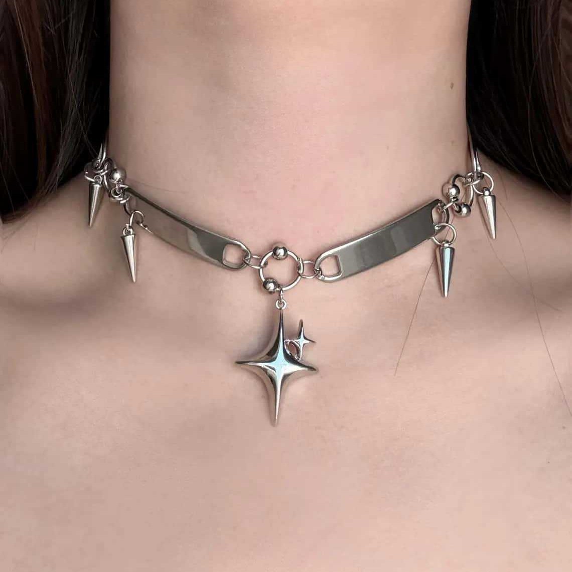 Punk Star Riveted Choker,Rock  - Jewelry Making Necklaces review and price