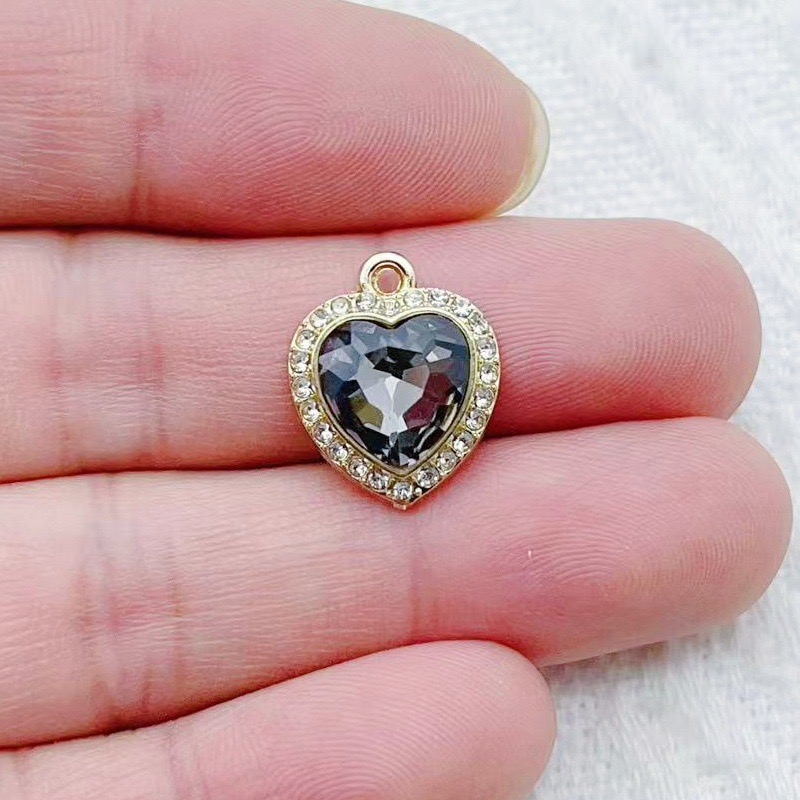 10pcs heart-shaped inlaid colo - Jewelry Making Earrings review and price