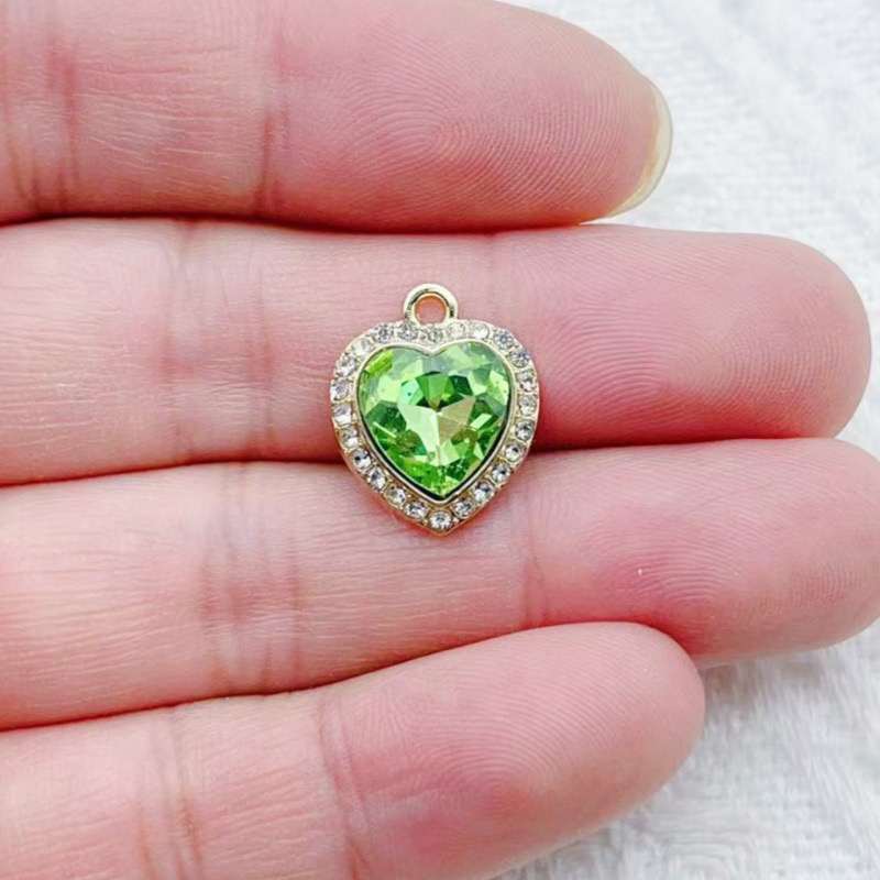 10pcs heart-shaped inlaid colo - Jewelry Making Earrings review and price