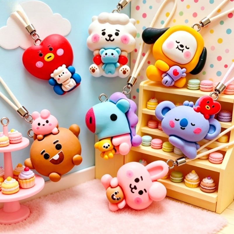 7pcs BT21 Resin Cartoon Charm  - Jewelry Making Earrings review and price