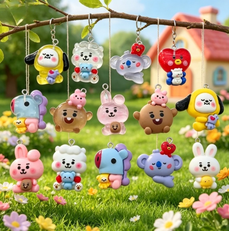 7pcs BT21 Resin Cartoon Charm  - Jewelry Making Earrings review and price