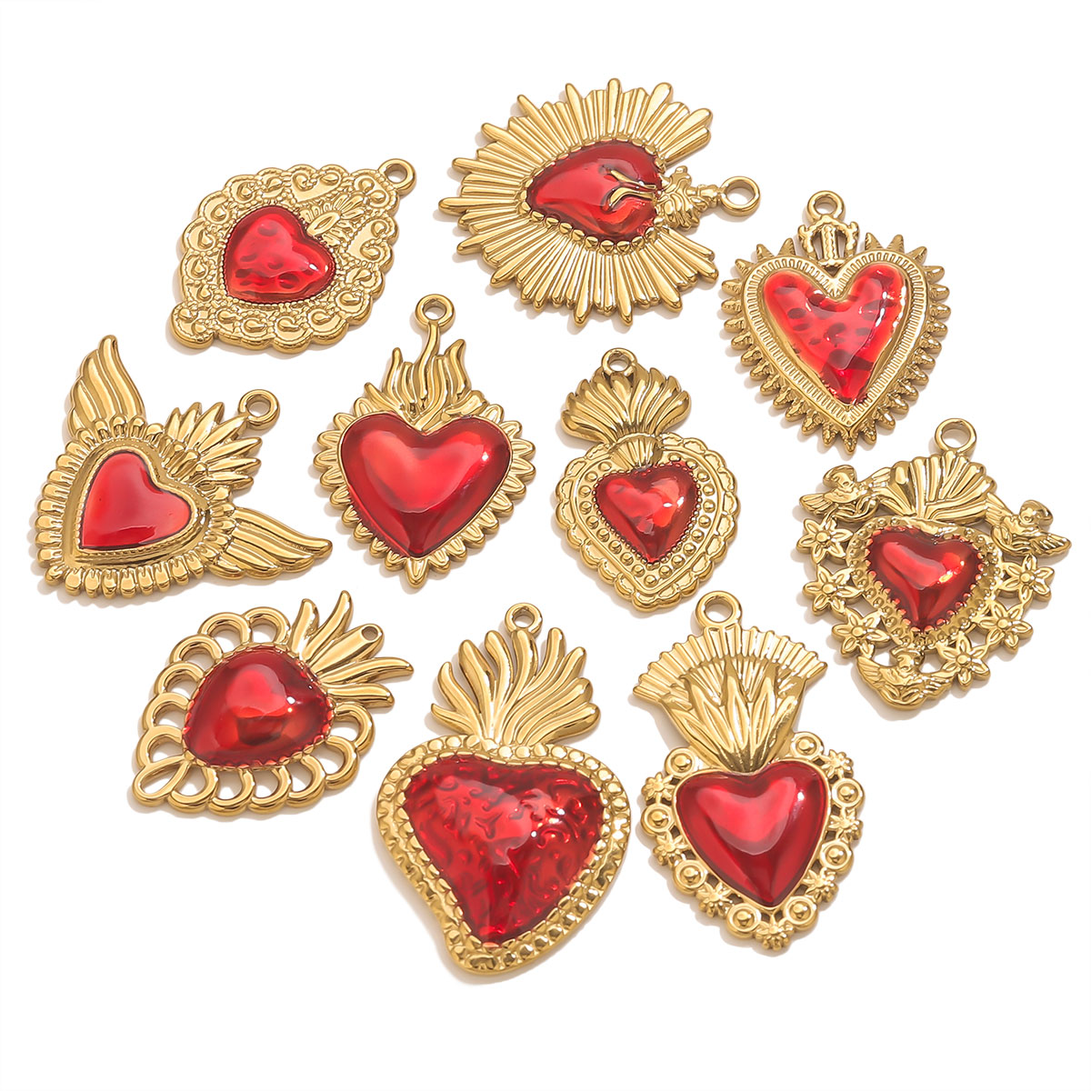 3pcs Stainless Steel Red Ename - Jewelry Making Supplies Wholesale review and price