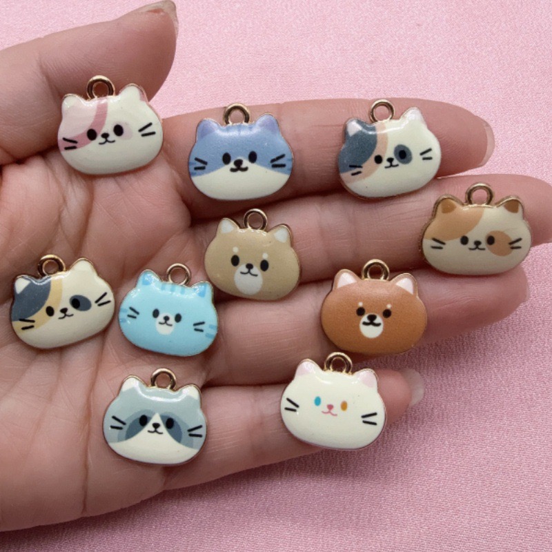 12pcs Printed Cat Head Alloy D - Jewelry Making Earrings review and price